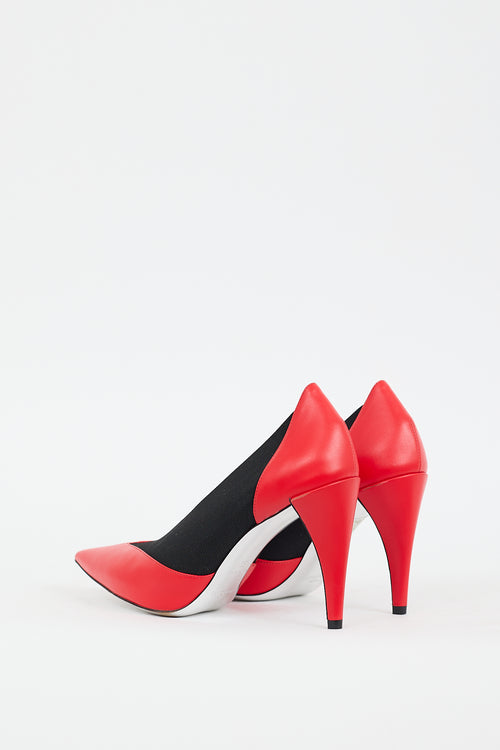 Givenchy Red 
Black Leather Gusset Heel