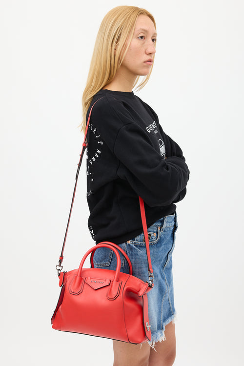 Givenchy Red Leather Small Antigona Bag