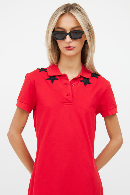 Givenchy Red 
Black Star Polo Dress