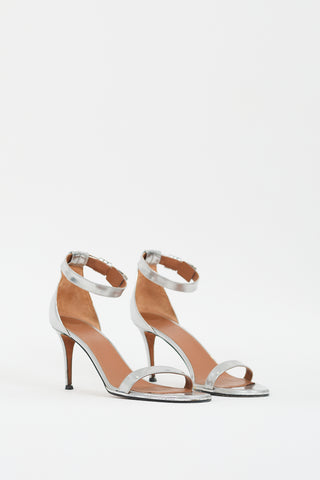 Givenchy Silver Metallic Leather  Heel