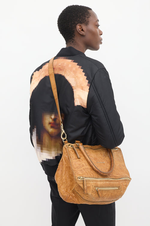 Givenchy Tan Brown Crinkled Leather Pandora Crossbody Bag