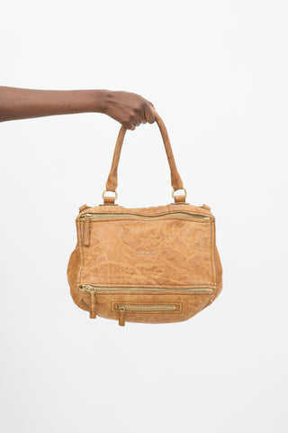 Givenchy Tan Brown Crinkled Leather Pandora Crossbody Bag