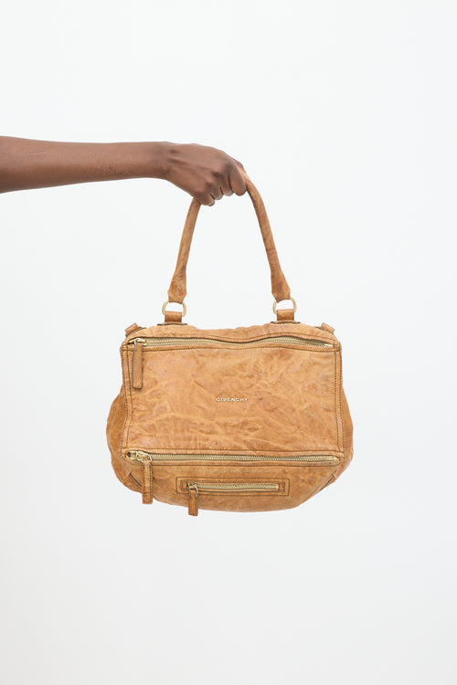 Givenchy Tan Brown Crinkled Leather Pandora Crossbody Bag