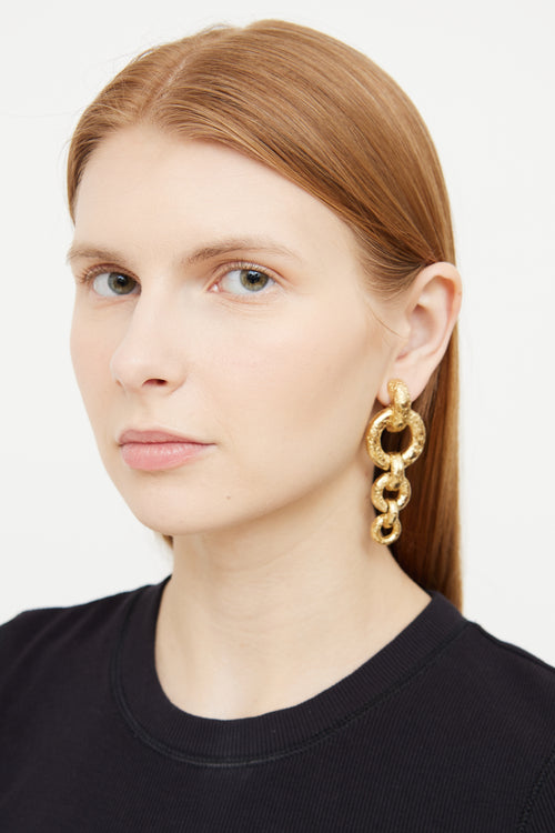 Givenchy Textured Gold Tone Clip Earrings