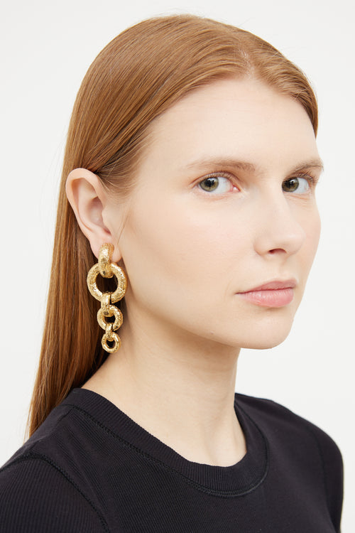 Givenchy Textured Gold Tone Clip Earrings