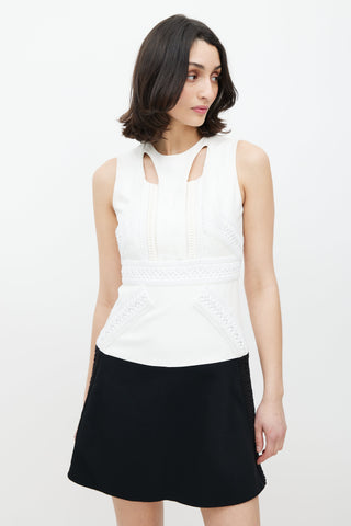 Givenchy White 
Black Crocheted Lace Dress