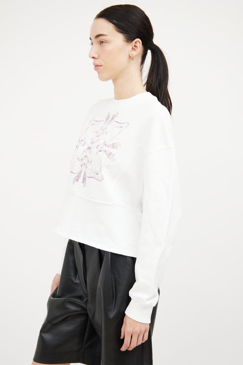 Givenchy White Graphic Cropped Sweatshirt