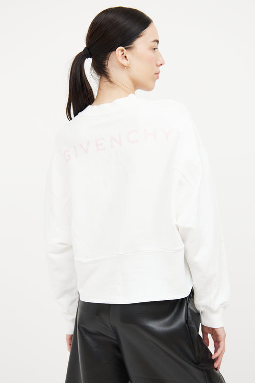 Givenchy White Graphic Cropped Sweatshirt