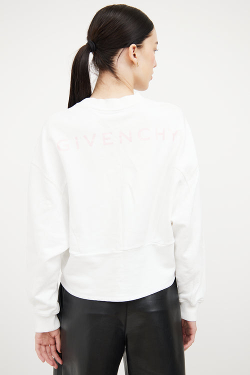 Givenchy White Graphic Cropped Sweatshirt