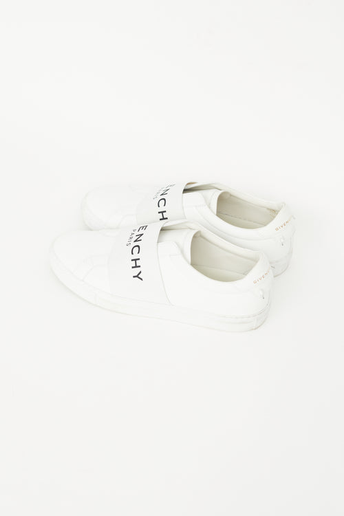 White Leather Elastic Logo Sneaker