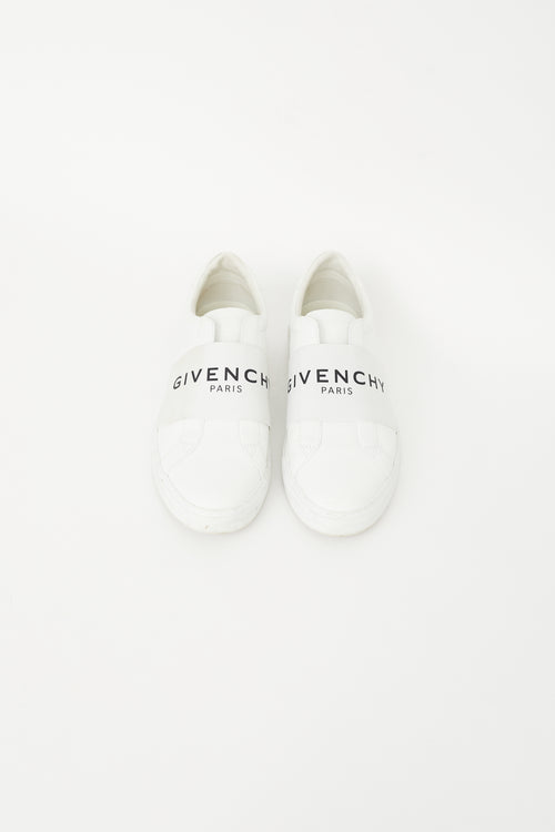 White Leather Elastic Logo Sneaker