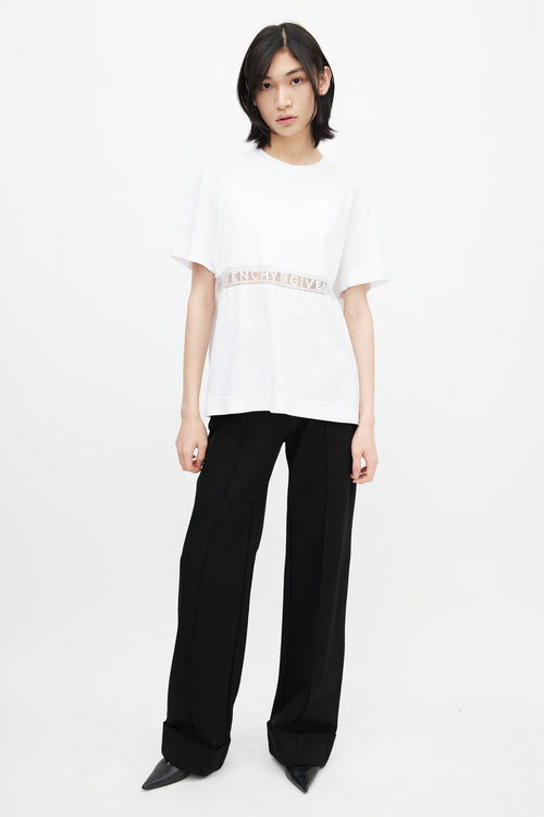 Givenchy White Logo Lace Cut Out T-Shirt