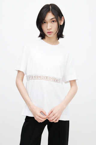 Givenchy White Logo Lace Cut Out T-Shirt