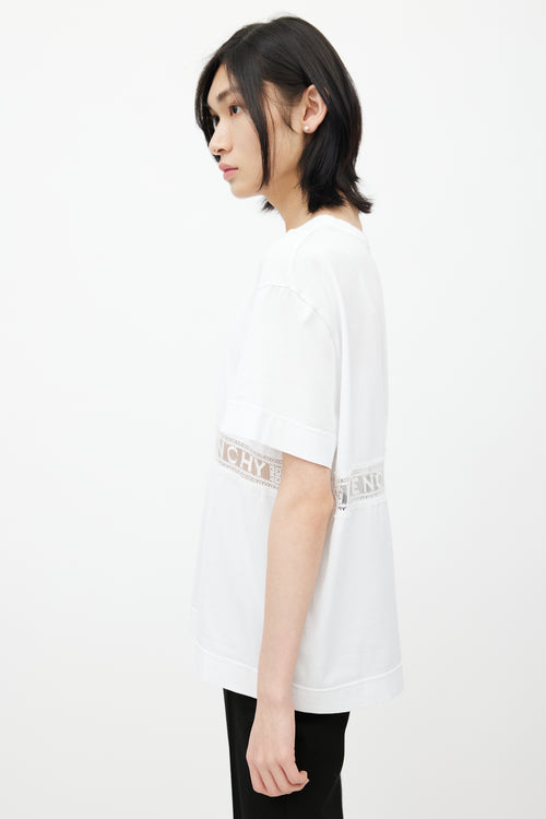 Givenchy White Logo Lace Cut Out T-Shirt