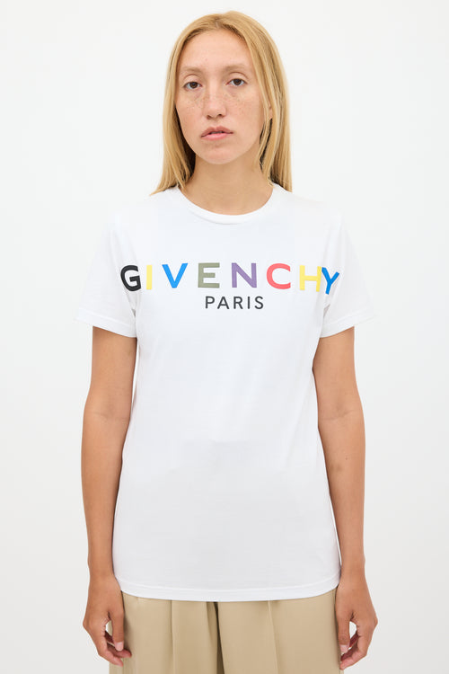 Givenchy White 
Multicolour Rubber Logo T-Shirt