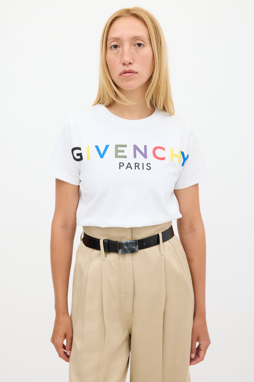 Givenchy White 
Multicolour Rubber Logo T-Shirt