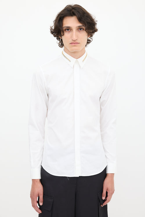 Givenchy White 
Multicolour Zip Collar Shirt