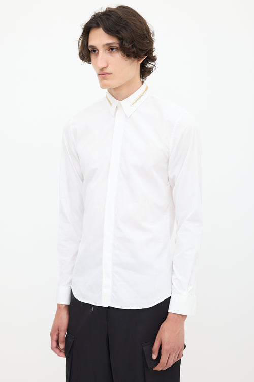 Givenchy White 
Multicolour Zip Collar Shirt