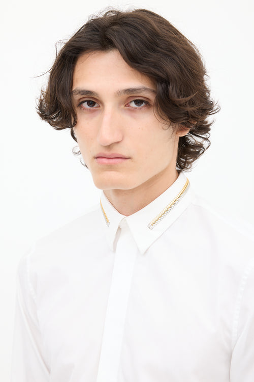 Givenchy White 
Multicolour Zip Collar Shirt