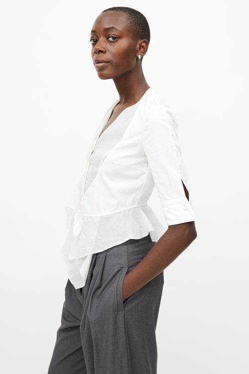 Givenchy White Panelled Ruffled Top