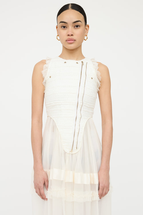 Givenchy Ruffle Zip Sheer Woven Dress