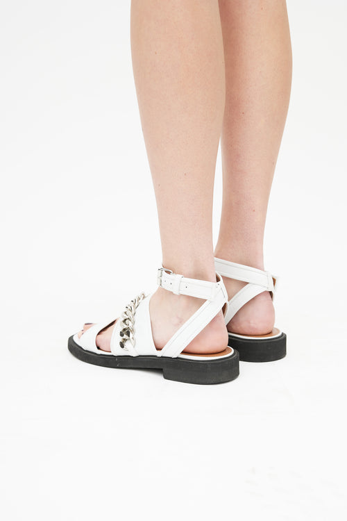 Givenchy White 
Silver Natalia Chain Sandal