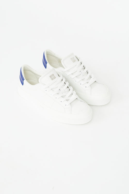 Givenchy White 
Blue Leather City Sport Sneaker