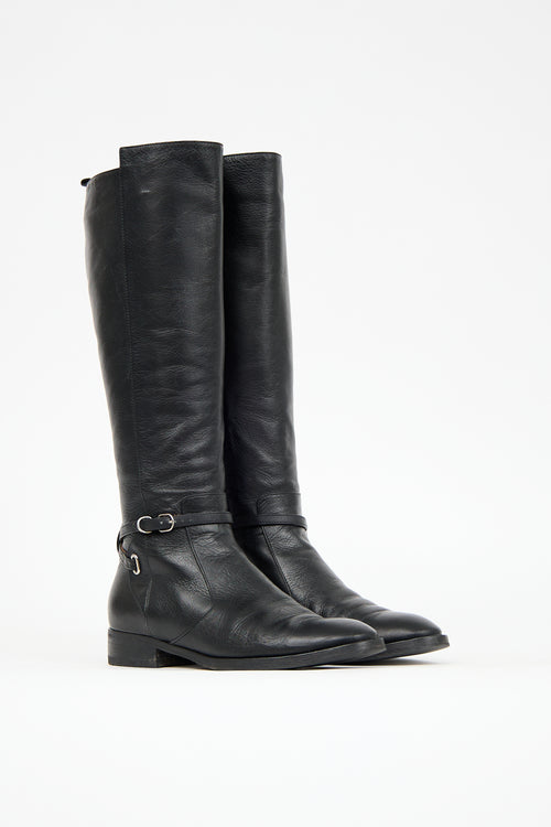 Balenciaga Black Leather Buckle Boot