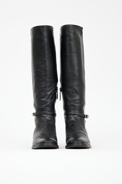 Balenciaga Black Leather Buckle Boot