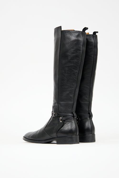 Balenciaga Black Leather Buckle Boot