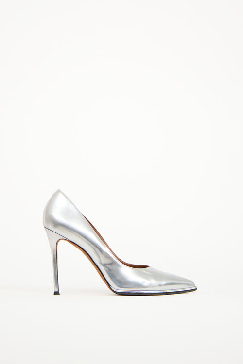 Givenchy Silver Leather Pointed Toe Pump