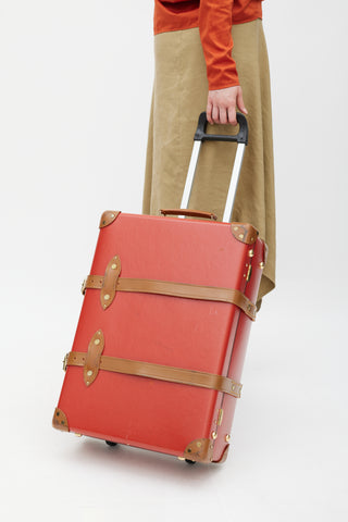 Globe-Trotter Centenary Red 
Brown Leather Medium Check-In Suitcase