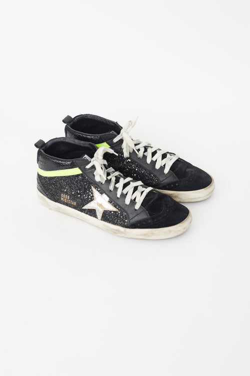 Golden Goose Black Embellished Mid Star Sneaker