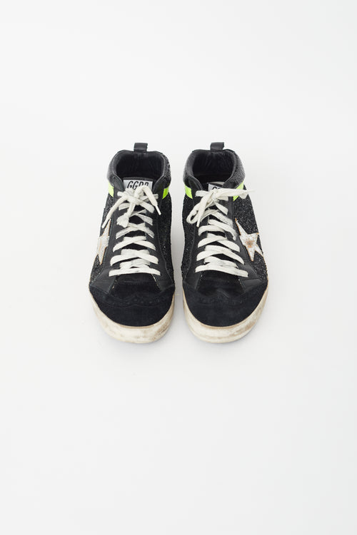 Golden Goose Black Embellished Mid Star Sneaker