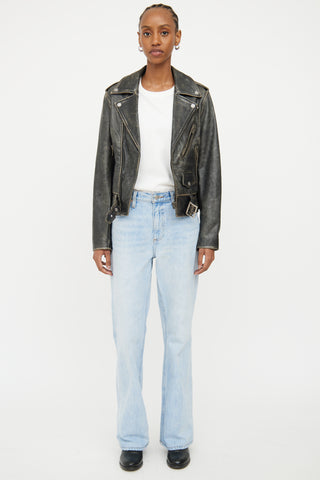 Golden Goose Distressed Leather Moto Jacket