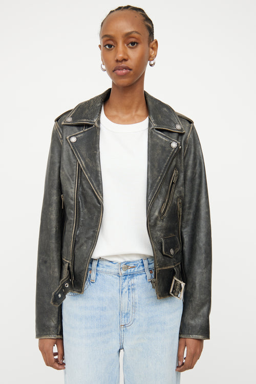 Golden Goose Distressed Leather Moto Jacket