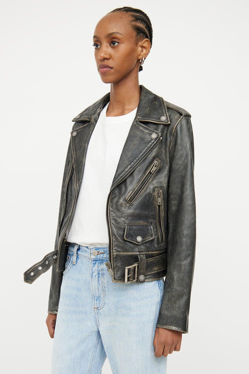 Golden Goose Distressed Leather Moto Jacket