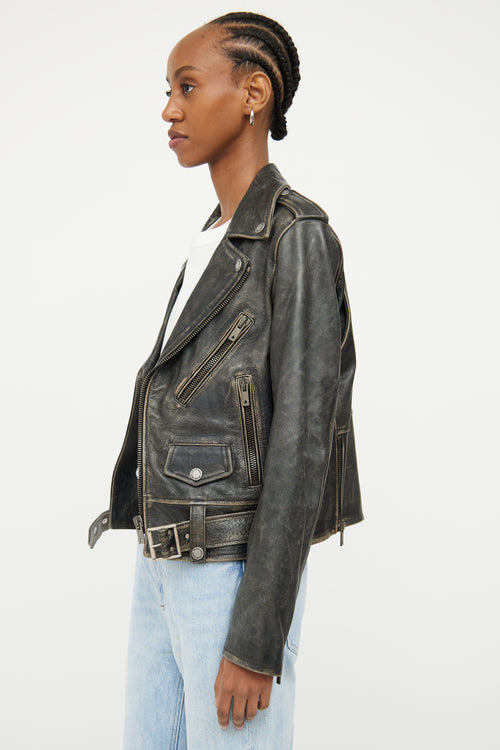 Golden Goose Distressed Leather Moto Jacket