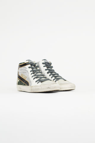 Green 
Silver Slide Metallic Sneaker