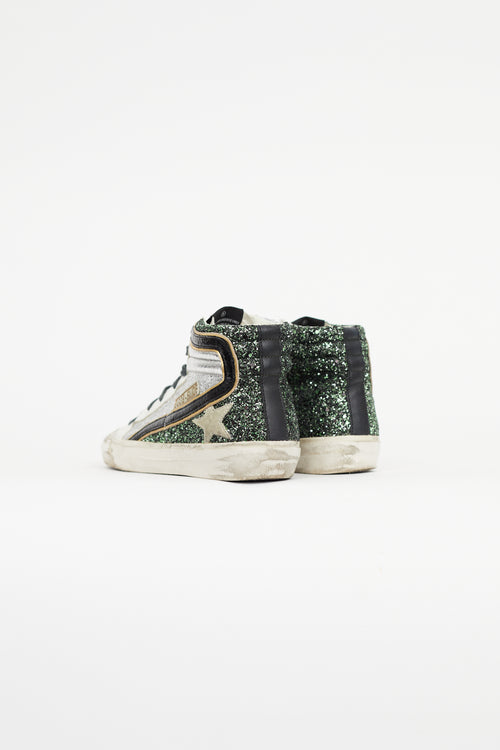 Green 
Silver Slide Metallic Sneaker