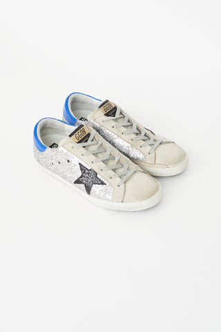 Golden Goose Grey 
Blue Supstar Glitter Sneaker