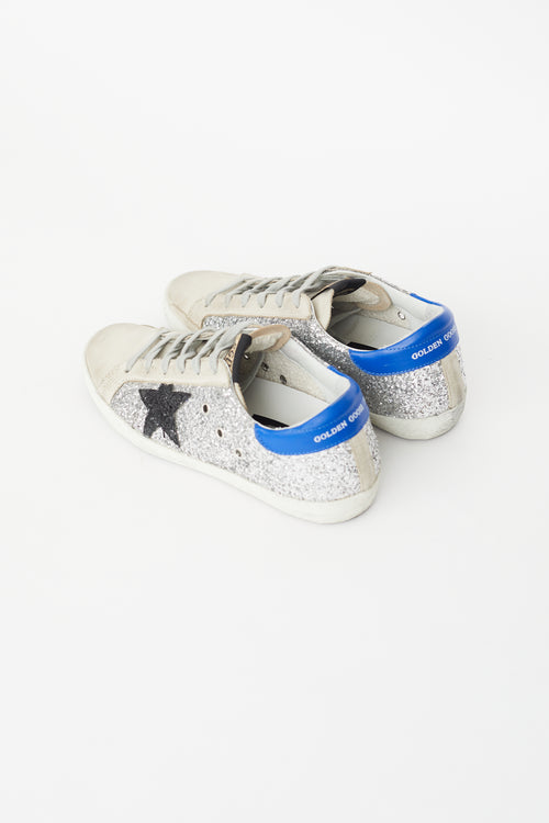 Golden Goose Grey 
Blue Supstar Glitter Sneaker