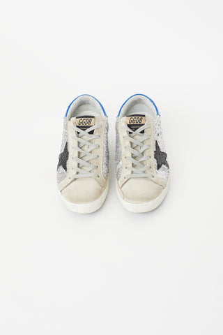 Golden Goose Grey 
Blue Supstar Glitter Sneaker