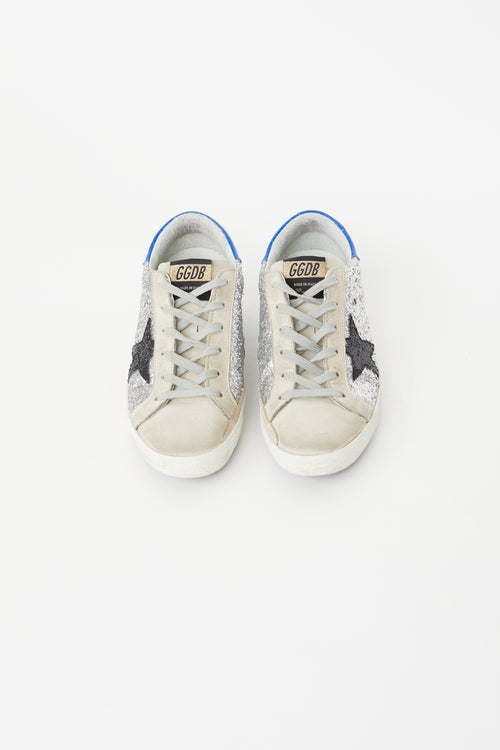 Golden Goose Grey 
Blue Supstar Glitter Sneaker