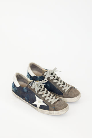 Golden Goose Grey 
Navy Superstar Denim Sneaker