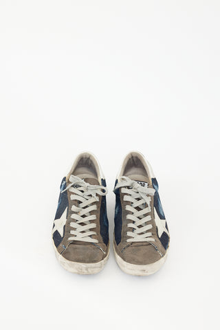 Golden Goose Grey 
Navy Superstar Denim Sneaker