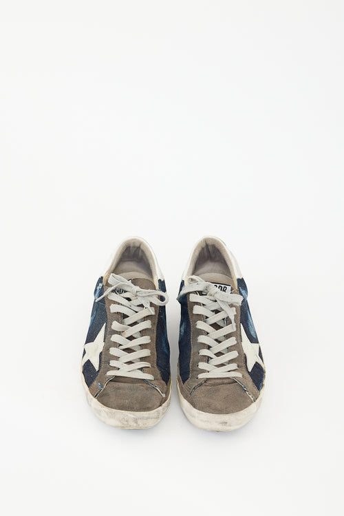 Golden Goose Grey 
Navy Superstar Denim Sneaker