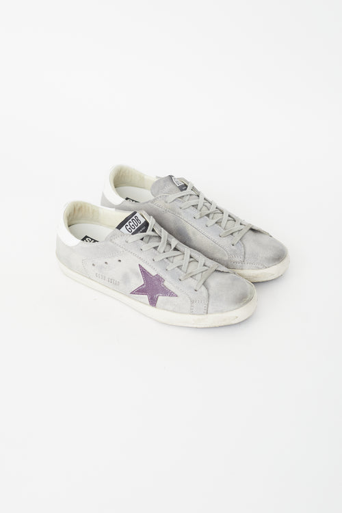 Golden Goose Grey Shimmer Suede Superstar Sneaker