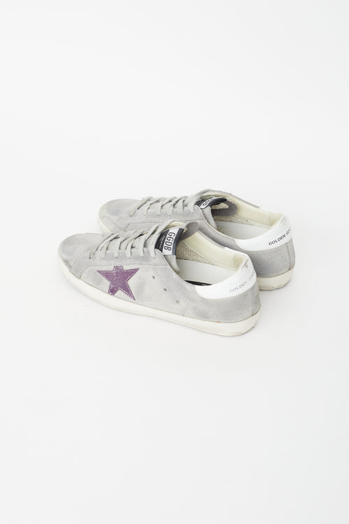 Golden Goose Grey Shimmer Suede Superstar Sneaker