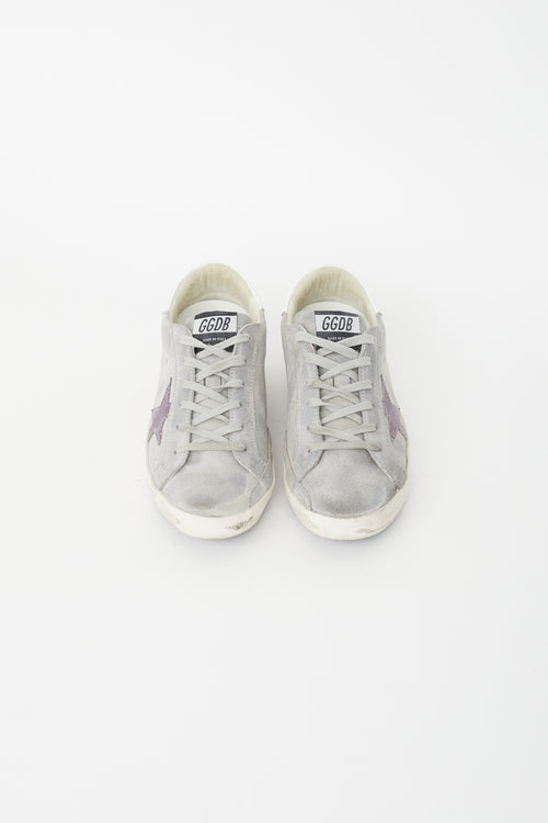 Golden Goose Grey Shimmer Suede Superstar Sneaker